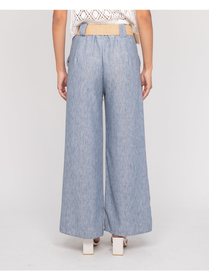 Pantalón de ciudad con cinturón ELOUVE Azul - Kiabi