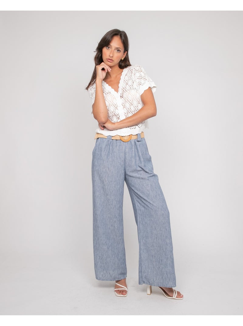 Pantalón de ciudad con cinturón ELOUVE Azul - Kiabi