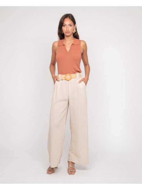 Pantalón de ciudad con cinturón ELOUVE - Kiabi Pantalón de ciudad con cinturón ELOUVE - Kiabi