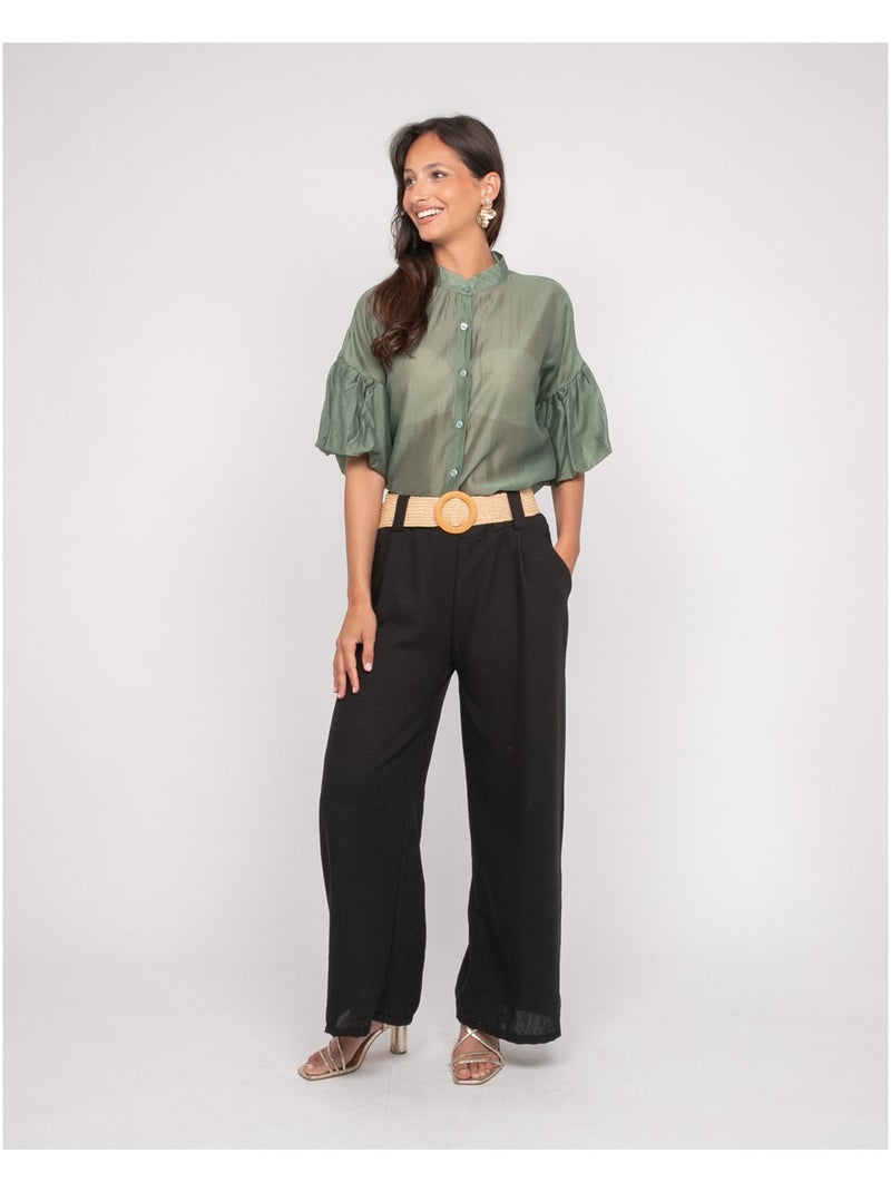 Pantalón de ciudad con cinturón ELOUVE Negro - Kiabi