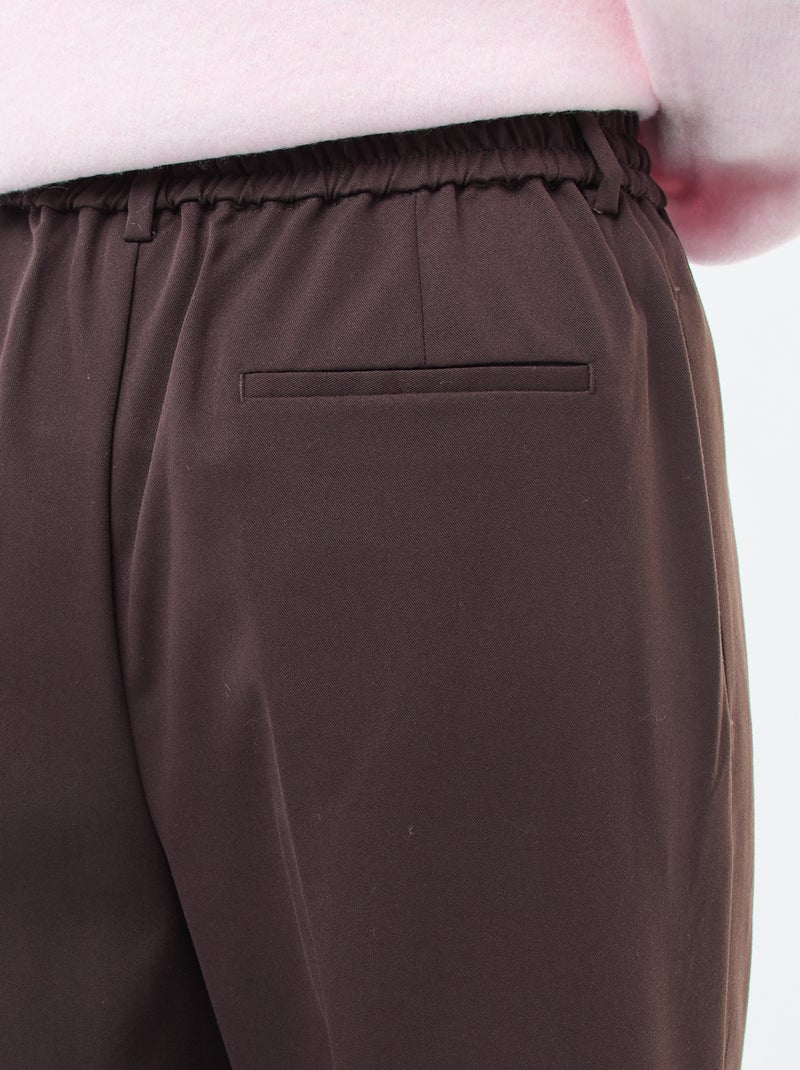 Pantalón de corte ancho con cintura elástica + lazos para atar Marron - Kiabi