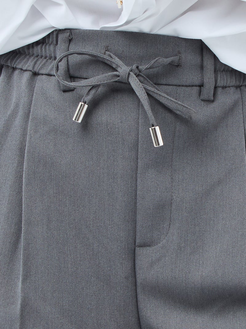 Pantalón de corte ancho con cintura elástica y lazos para anudar Gris - Kiabi