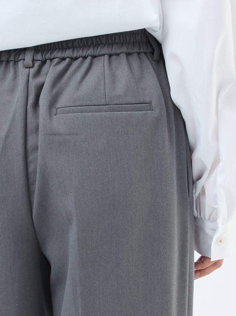 Pantalón de corte ancho con cintura elástica y lazos para anudar Gris - Kiabi