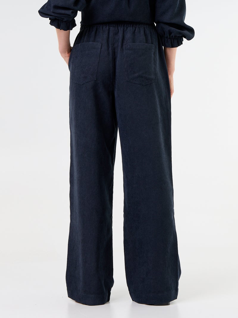 Pantalón de corte ancho de pana Azul - Kiabi