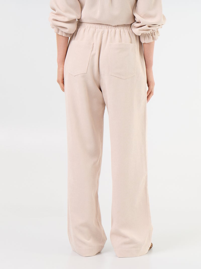 Pantalón de corte ancho de pana Beige - Kiabi