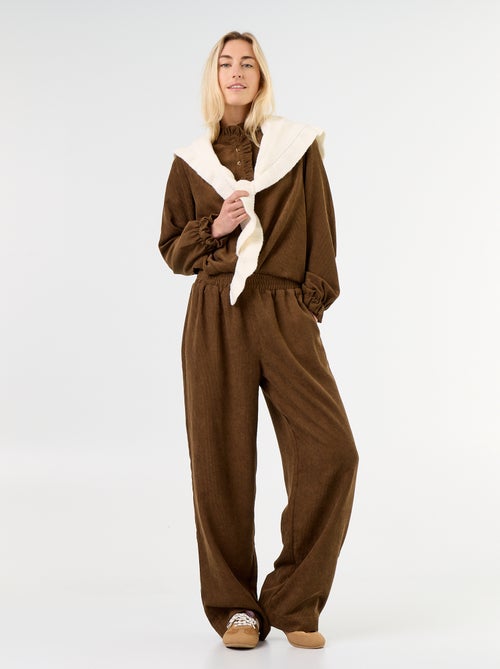 Pantalón de corte ancho de pana - Kiabi