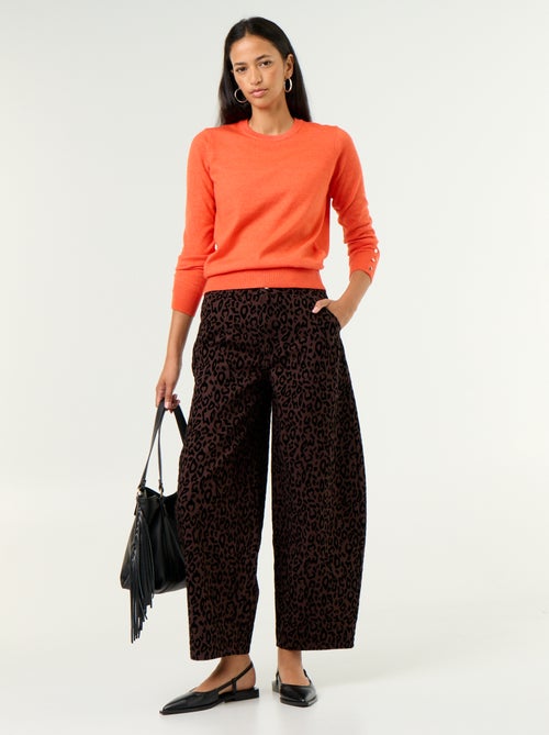 Pantalón de corte barrel con flocado - Kiabi