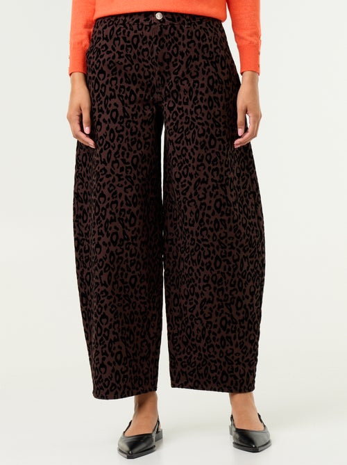 Pantalón de corte barrel con flocado - Kiabi