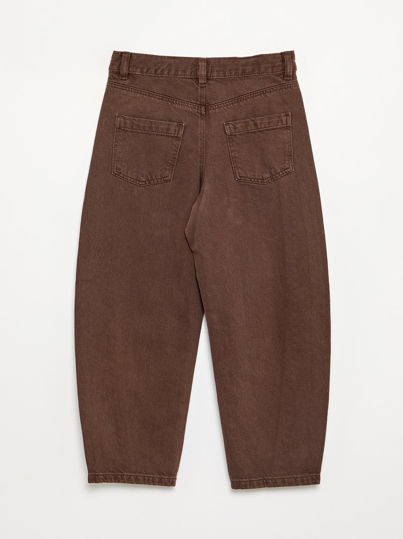 Pantalón de corte barrel con tachuelas Marron - Kiabi