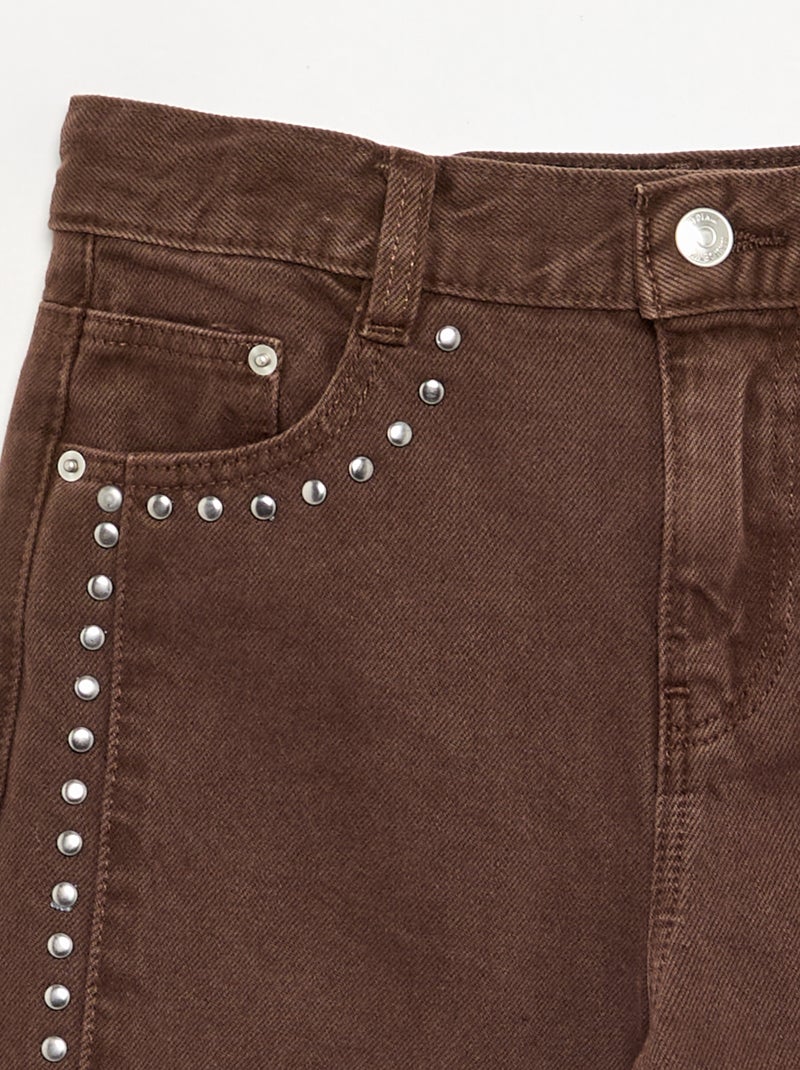 Pantalón de corte barrel con tachuelas Marron - Kiabi