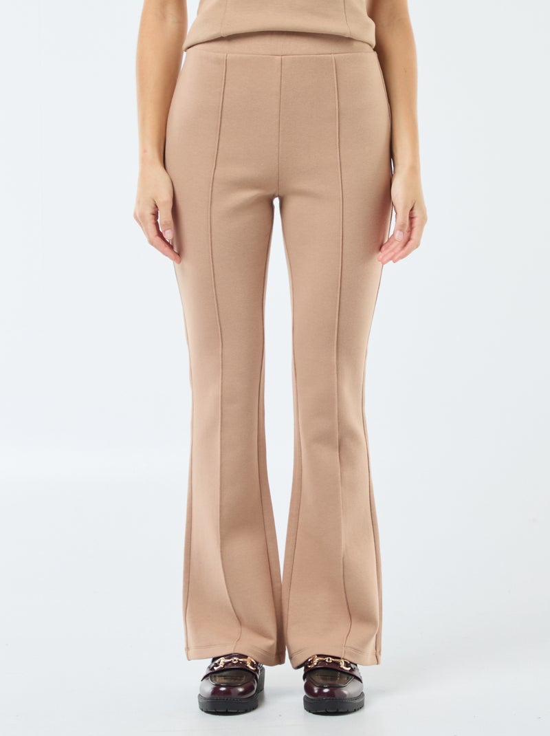 Pantalón de corte flare en felpa ligera Marron - Kiabi