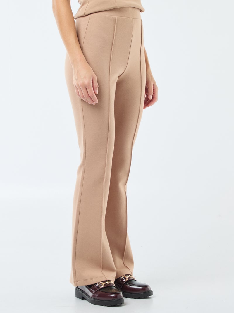 Pantalón de corte flare en felpa ligera Marron - Kiabi