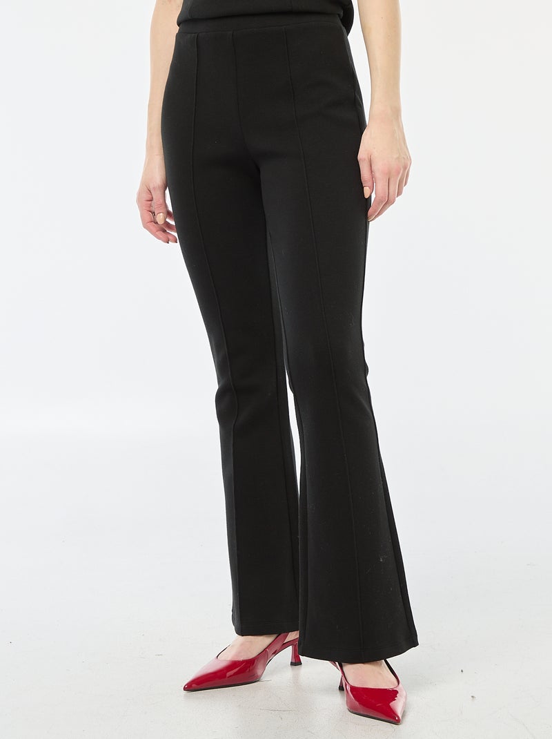 Pantalón de corte flare en felpa ligera Negro - Kiabi