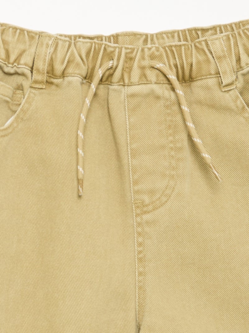 Pantalón de corte globo con bolsillos cargo Kaki - Kiabi