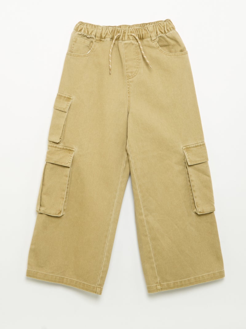 Pantalón de corte globo con bolsillos cargo Kaki - Kiabi