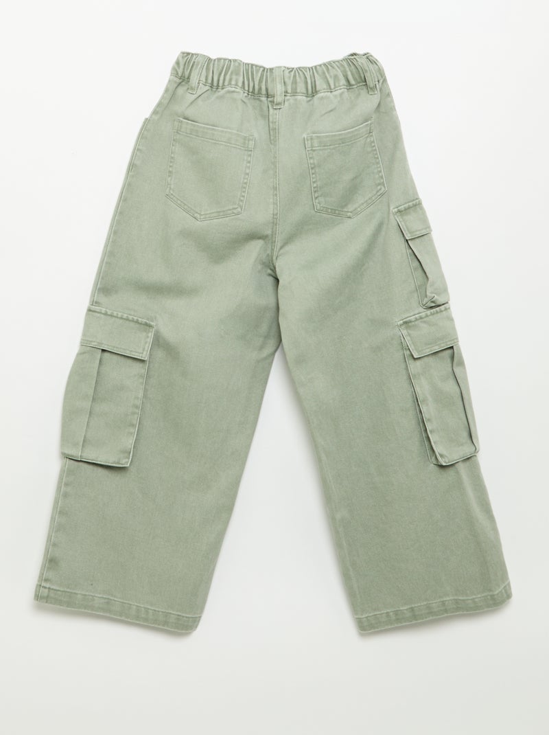 Pantalón de corte globo con bolsillos cargo Verde - Kiabi