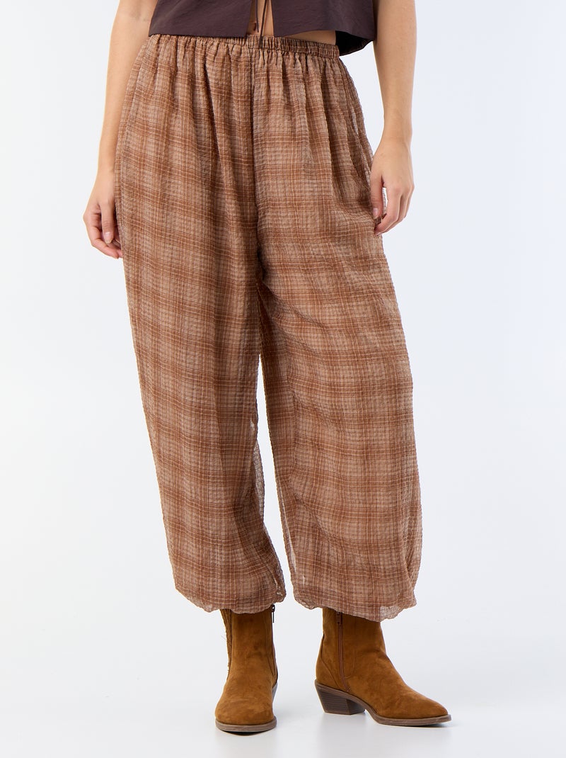 Pantalón de corte globo ligero Beige - Kiabi