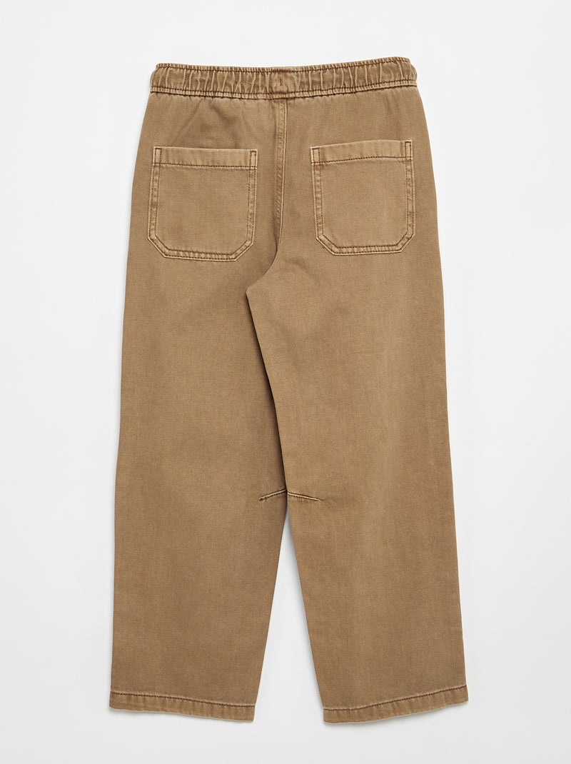Pantalón de corte relajado con cintura elástica Marron - Kiabi