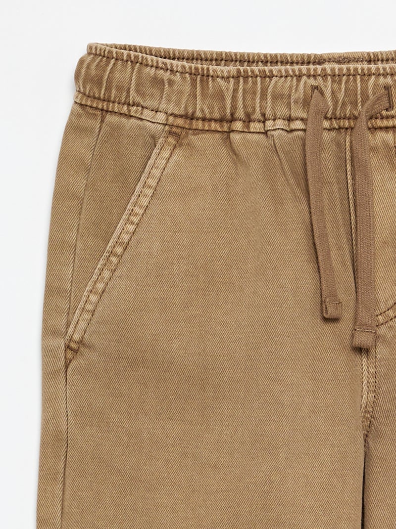 Pantalón de corte relajado con cintura elástica Marron - Kiabi