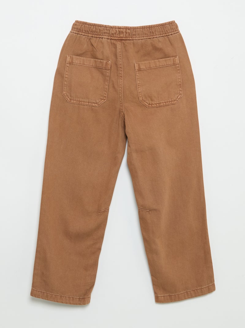 Pantalón de corte relajado con cintura elástica Marron - Kiabi