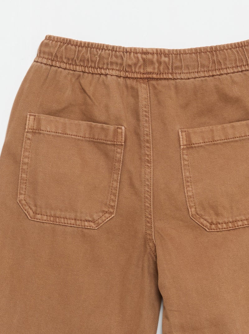 Pantalón de corte relajado con cintura elástica Marron - Kiabi