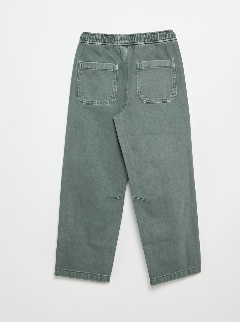 Pantalón de corte relajado con cintura elástica Verde - Kiabi