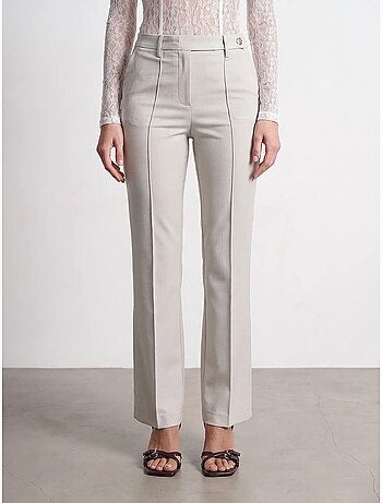 Pantalón de crepé de mujer de tiro medio y pernera ancha dilvin