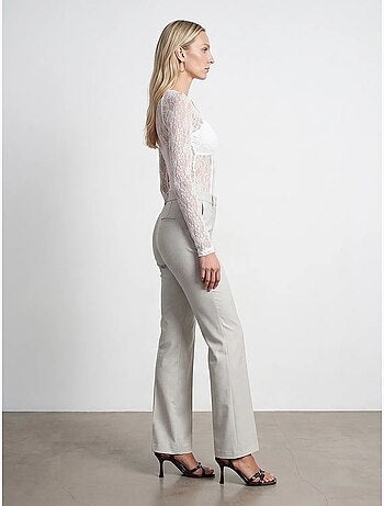 Pantalón de crepé de mujer de tiro medio y pernera ancha dilvin