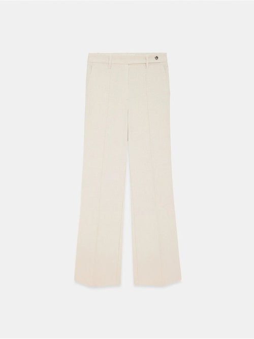 Pantalón de crepé de mujer de tiro medio y pernera ancha dilvin - Kiabi Pantalón de crepé de mujer de tiro medio y pernera ancha dilvin - Kiabi