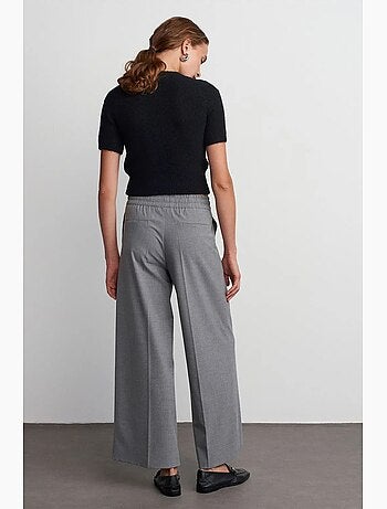 Pantalón de crepé de pernera ancha con cintura de cordón dilvin