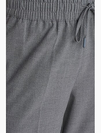 Pantalón de crepé de pernera ancha con cintura de cordón dilvin