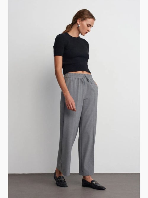 Pantalón de crepé de pernera ancha con cintura de cordón dilvin - Kiabi