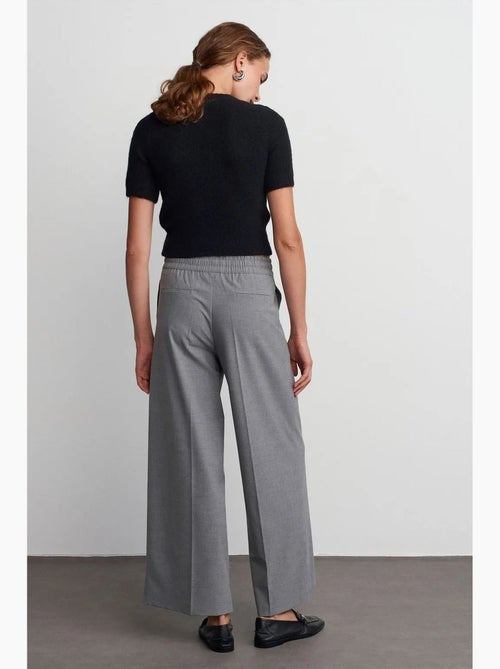 Pantalón de crepé de pernera ancha con cintura de cordón dilvin - Kiabi