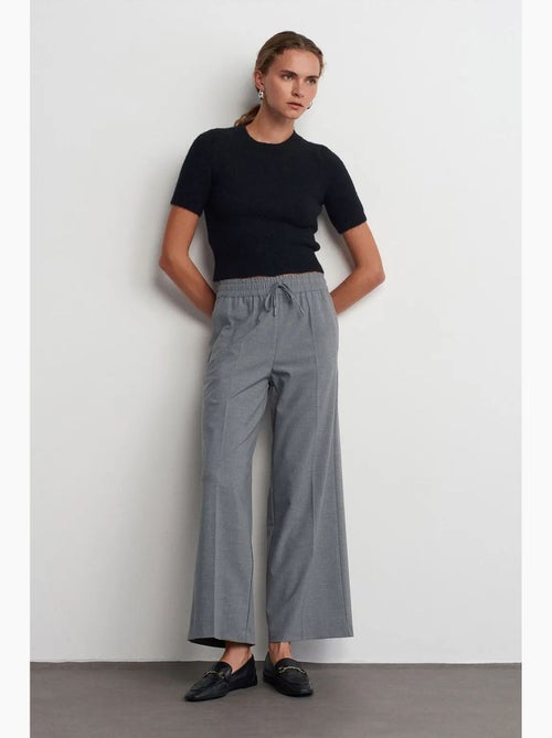 Pantalón de crepé de pernera ancha con cintura de cordón dilvin - Kiabi