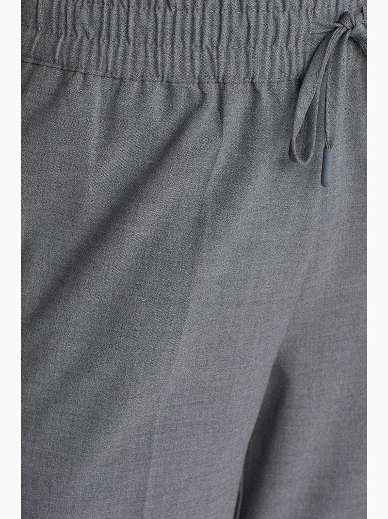 Pantalón de crepé de pernera ancha con cintura de cordón dilvin Gris - Kiabi