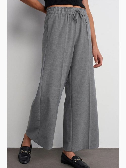 Pantalón de crepé de pernera ancha con cintura de cordón dilvin - Kiabi