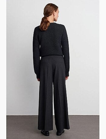 Pantalón de crepé de pernera ancha con cintura de cordón dilvin