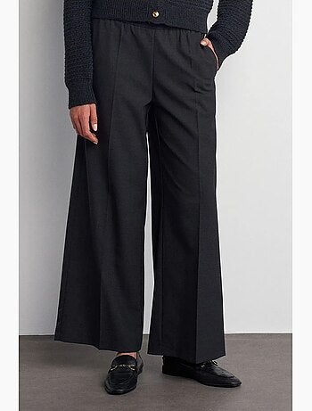 Pantalón de crepé de pernera ancha con cintura de cordón dilvin