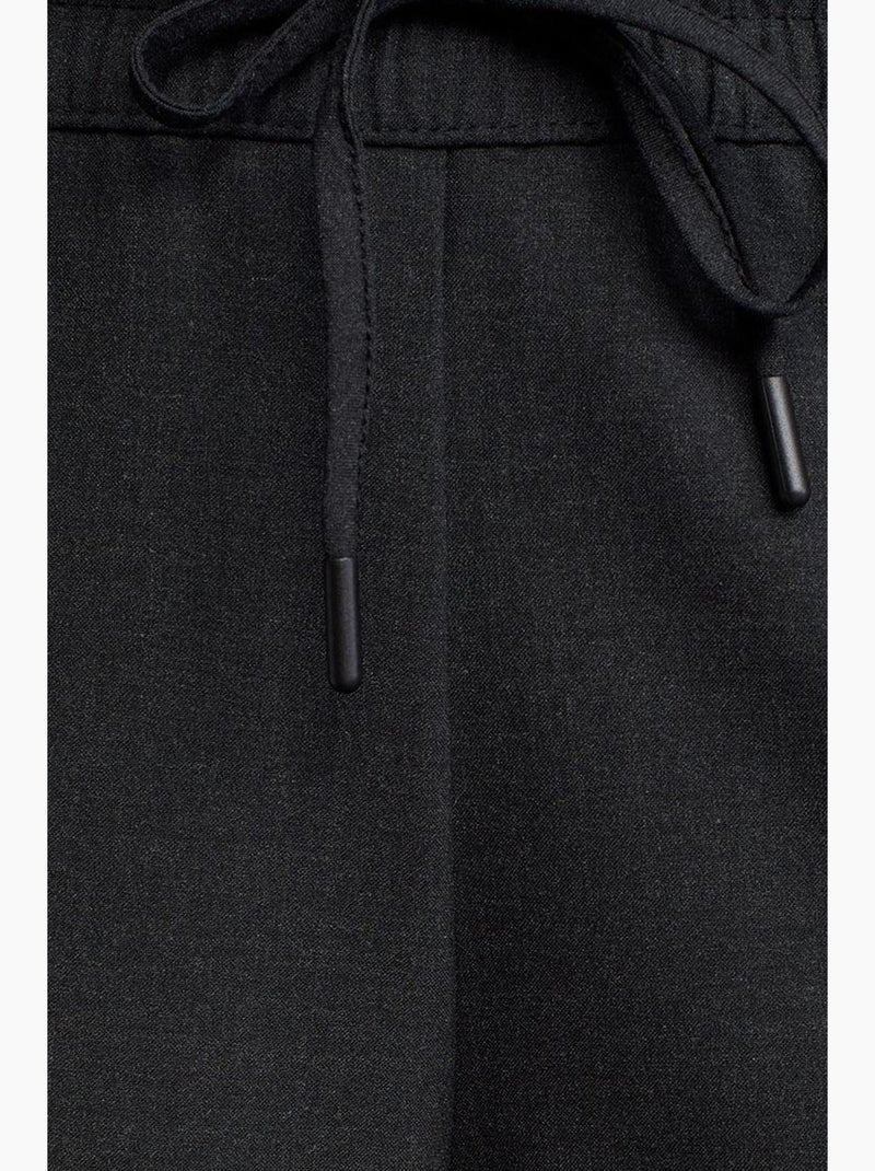 Pantalón de crepé de pernera ancha con cintura de cordón dilvin Gris negro - Kiabi