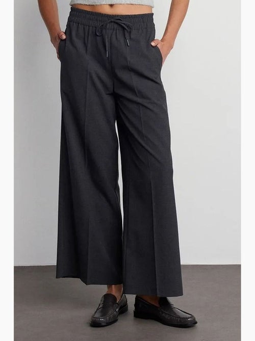 Pantalón de crepé de pernera ancha con cintura de cordón dilvin - Kiabi Pantalón de crepé de pernera ancha con cintura de cordón dilvin - Kiabi