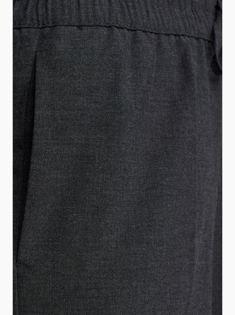 Pantalón de crepé de pernera ancha con cintura de cordón dilvin Gris oscuro - Kiabi
