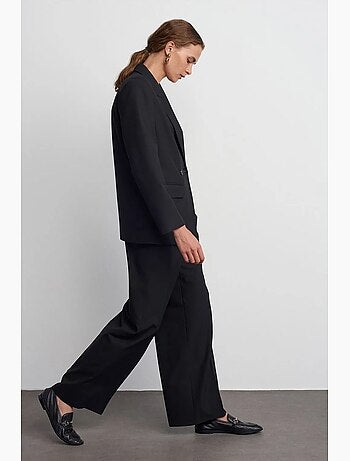 Pantalón de crepé de pernera ancha con cintura de cordón dilvin