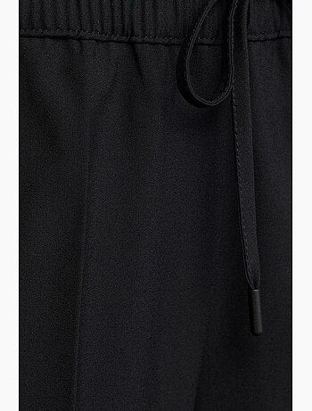 Pantalón de crepé de pernera ancha con cintura de cordón dilvin