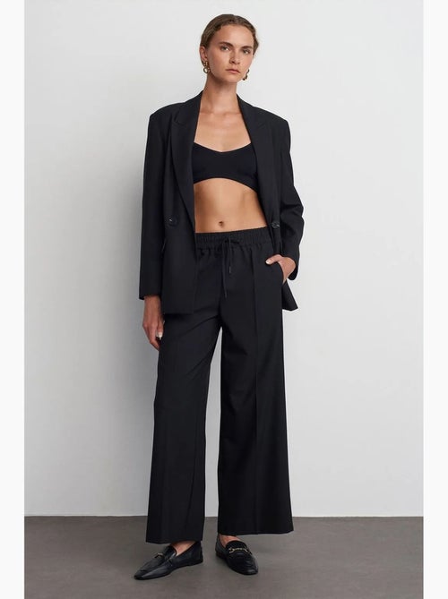 Pantalón de crepé de pernera ancha con cintura de cordón dilvin - Kiabi