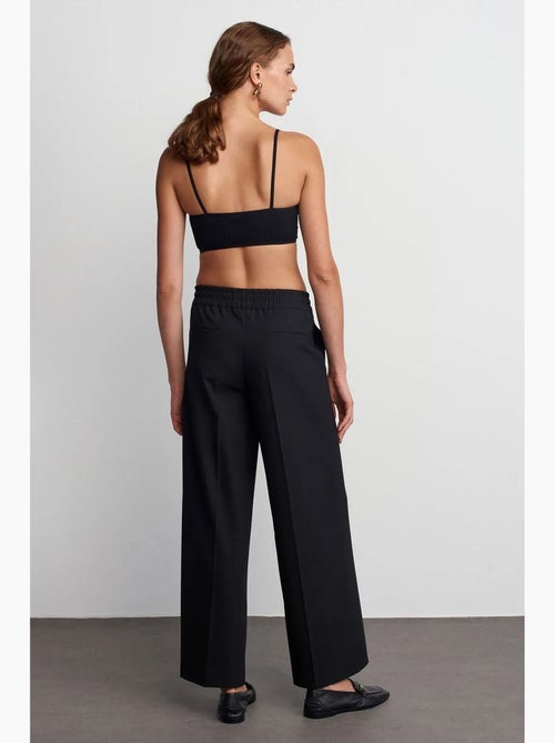 Pantalón de crepé de pernera ancha con cintura de cordón dilvin - Kiabi
