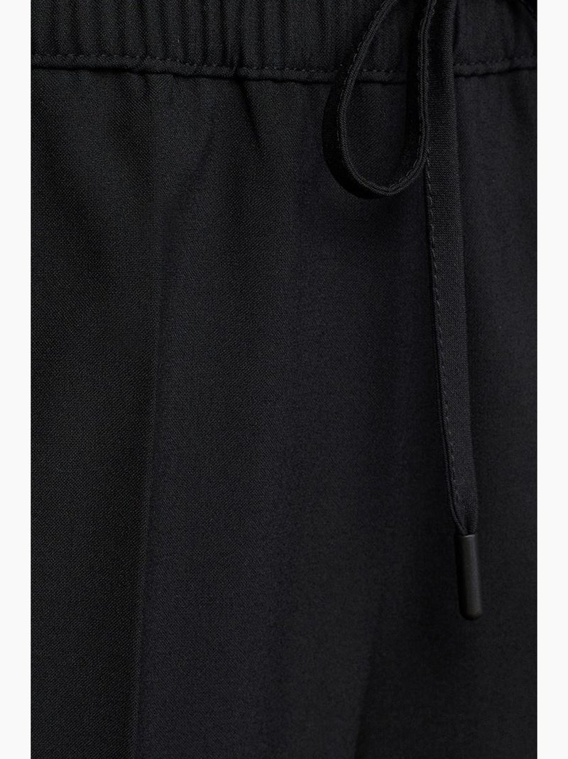 Pantalón de crepé de pernera ancha con cintura de cordón dilvin Negro - Kiabi