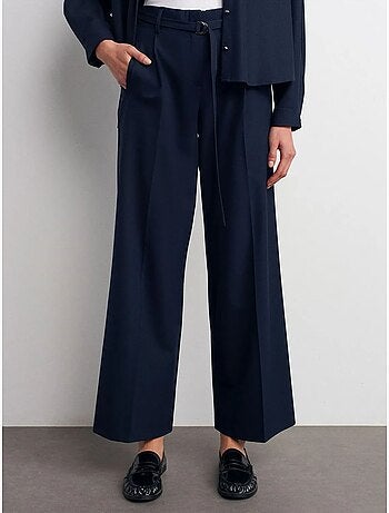 Pantalón de crepé de pernera ancha con cinturón dilvin