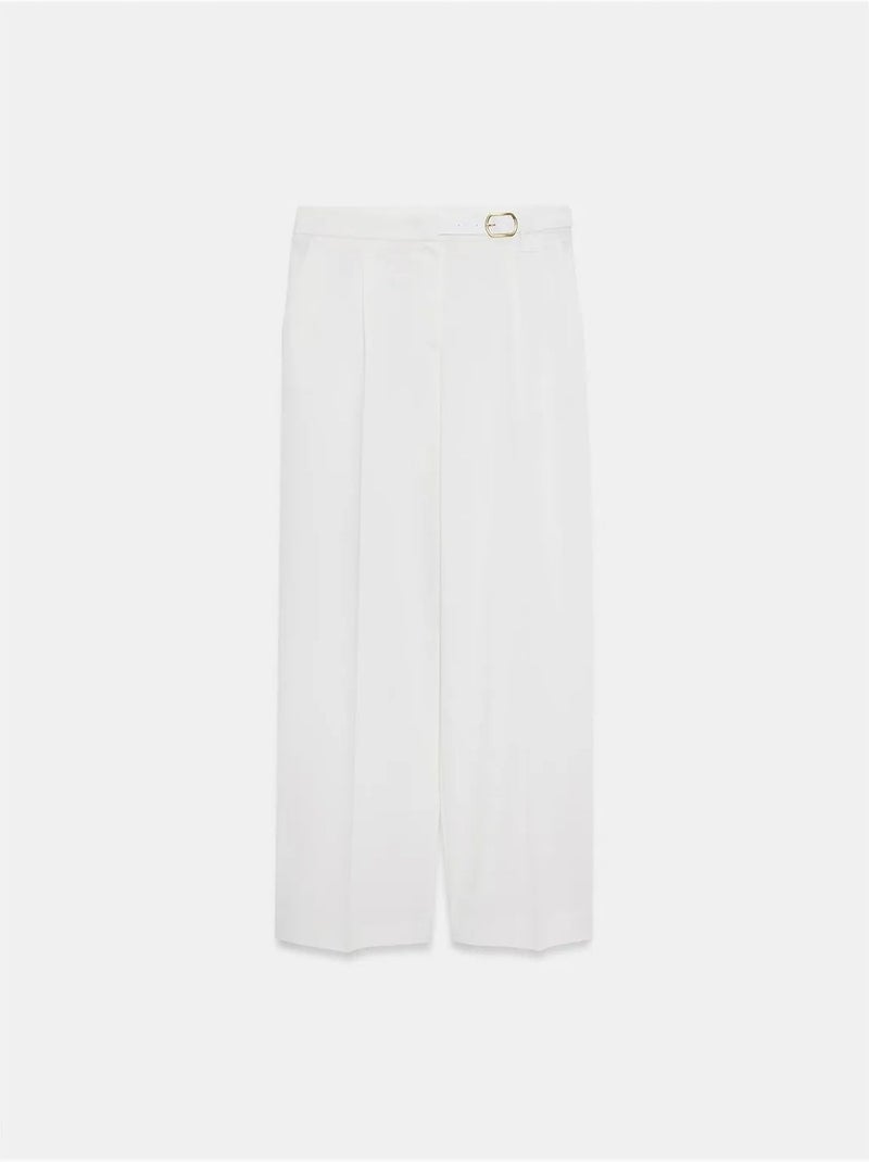 Pantalón de crepé de pernera ancha con cinturón dilvin Blanco - Kiabi
