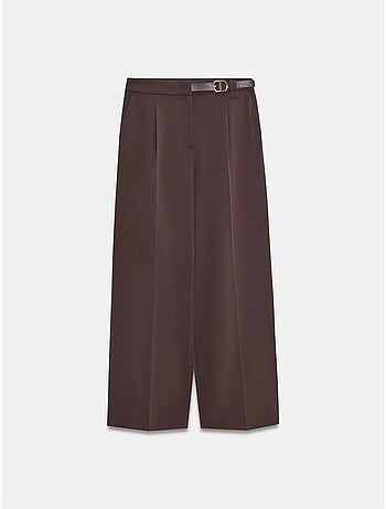 Pantalón de crepé de pernera ancha con cinturón dilvin
