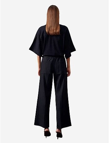 Pantalón de crepé de pernera ancha con cinturón dilvin